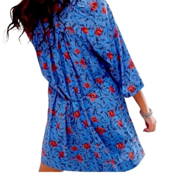Free People Blue Dress with Red Floral Design - Picture 5 of 5